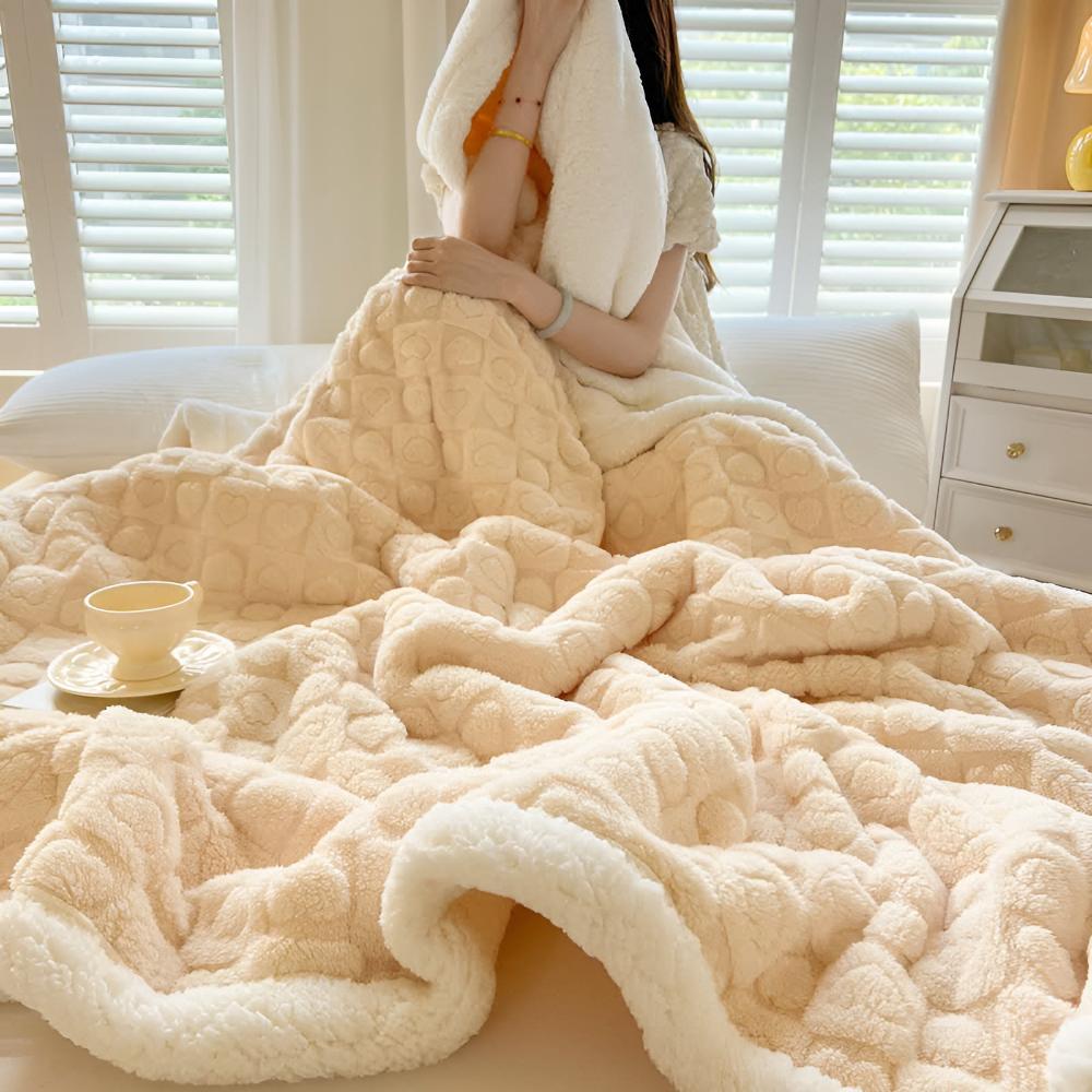 Cloud Heart Sherpa Blanket - Your Luxurious Companion for Winter Warmth