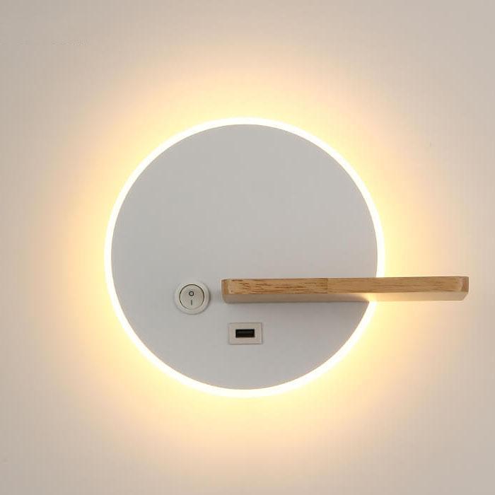 Taavita 1-Light Flat Round LED Wall Lamp with USB Connection and Switch