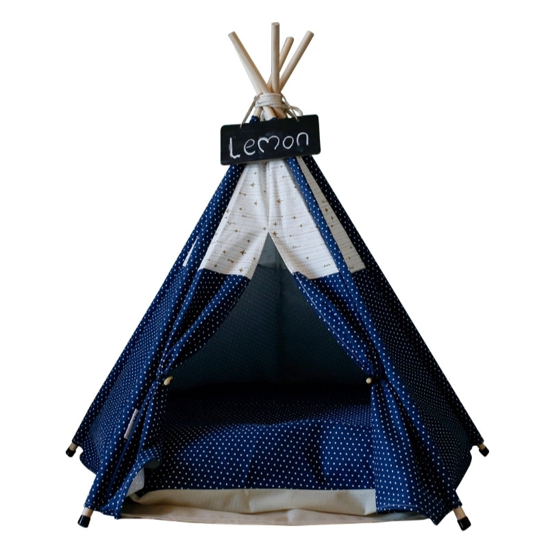 Modern Boho Dog Teepee with Removable Plush Dog Bed Cushion