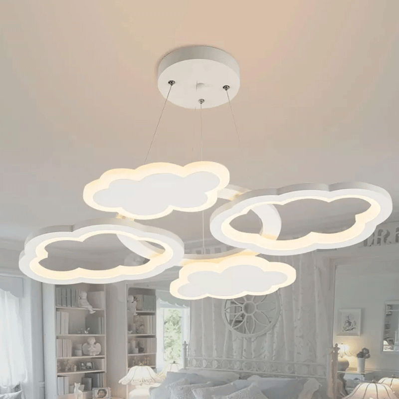 Taavita Pendant Light Lightweight Nordic Acrylic LED White Chandelier Lamp for Bedroom, Warm/White Light, 25 Inches & Higher, 39 Inches Fixed Height, Included Bulb, 1 Level, 220V-240V 110V-120V, 40 to 59 Watts, SMD Light Type