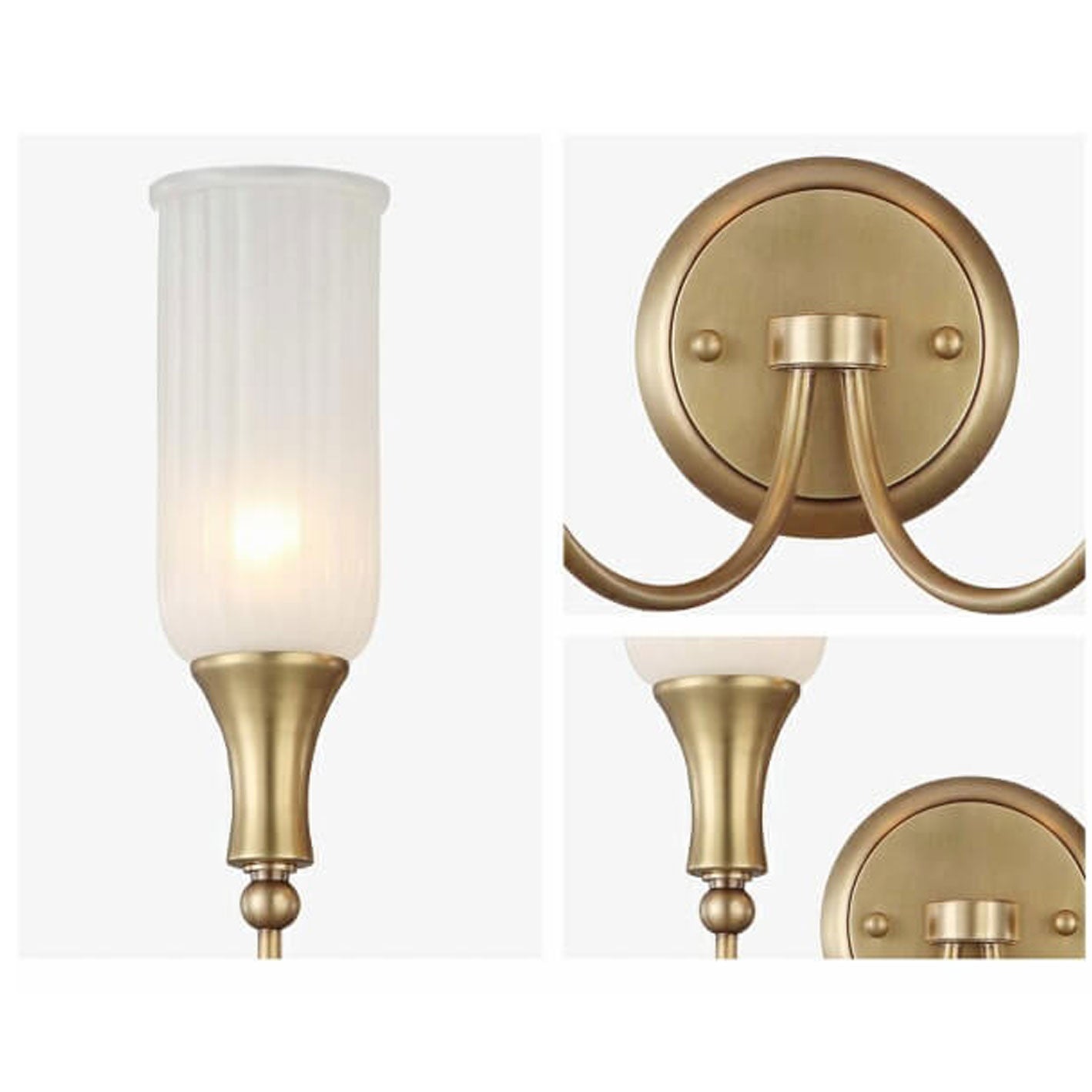 Taavita Vintage Rustic Brass Glass 1/2 Light Wall Lamp