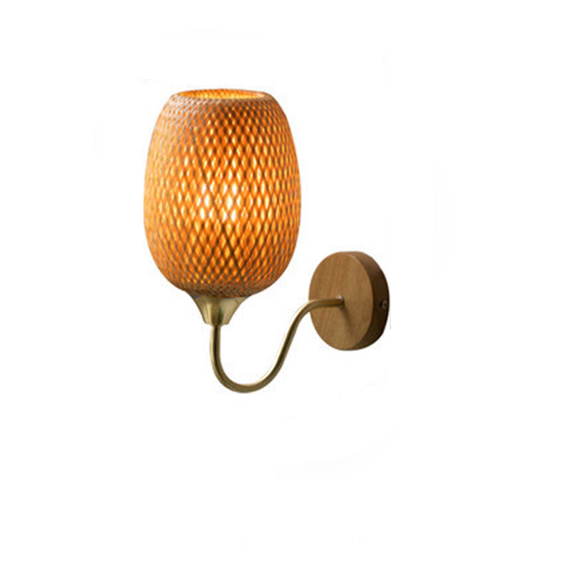 Taavita handwoven round wall lamp made of bamboo with 1 light lampshade