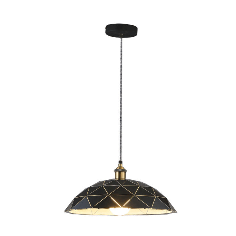 1 Light Dome Suspension Lamp Industrial Black/White Metal Pendant Light for Living Room, 13"/16"/19.5" Wide Clearhalo 'Art Deco Pendants' 'Black' 'Cast Iron' 'Ceiling Lights' 'Ceramic' 'Crystal' 'Industrial Pendants' 'Industrial' 'Metal' 'Middle Century Pendants' 'Pendant Lights' 'Pendants' 'Rustic Pendants' 'Tiffany' Lighting' 294537