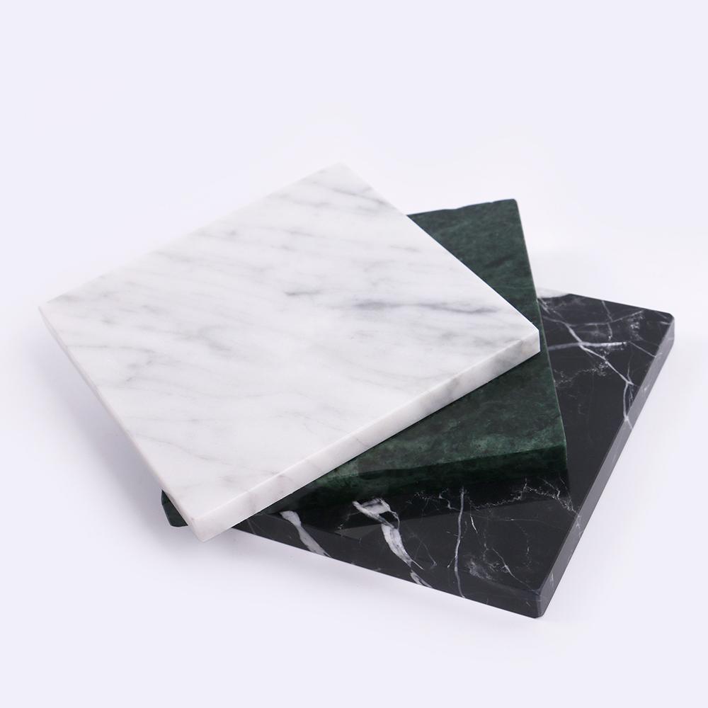 3 Pcs Square Marble Coaster Table Wine Cup Modern Coaster by Taavita