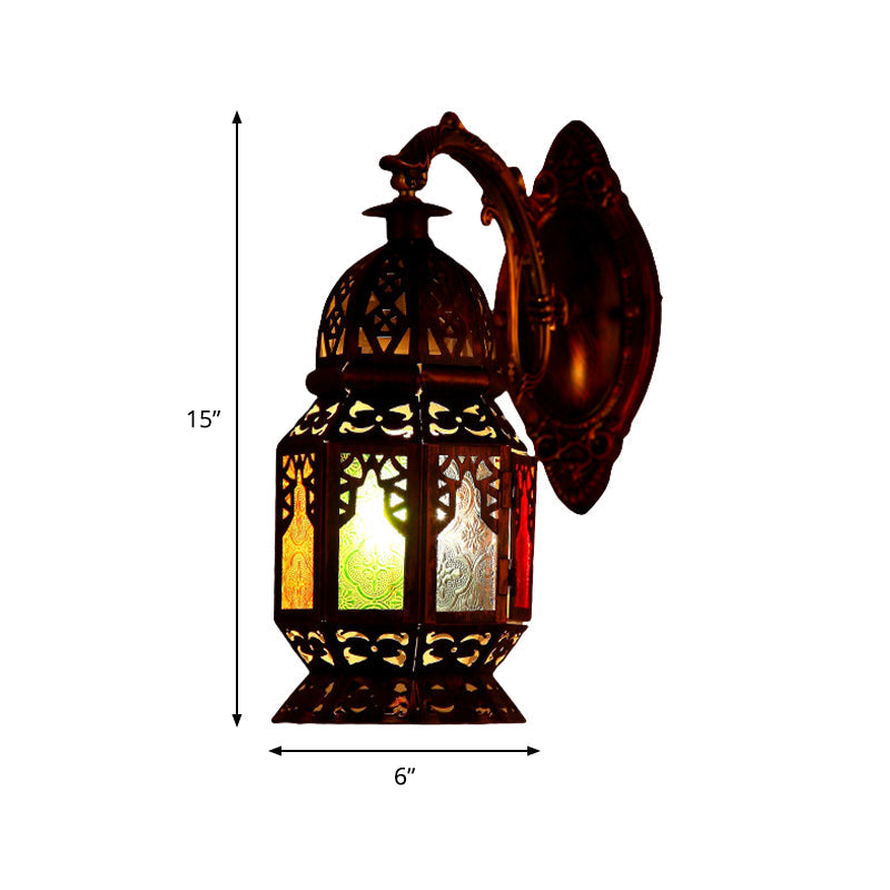 Taavita 1 Light LED Wall Sconce Lighting Vintage Lantern Metallic Lamp Fixture Mounted in Copper