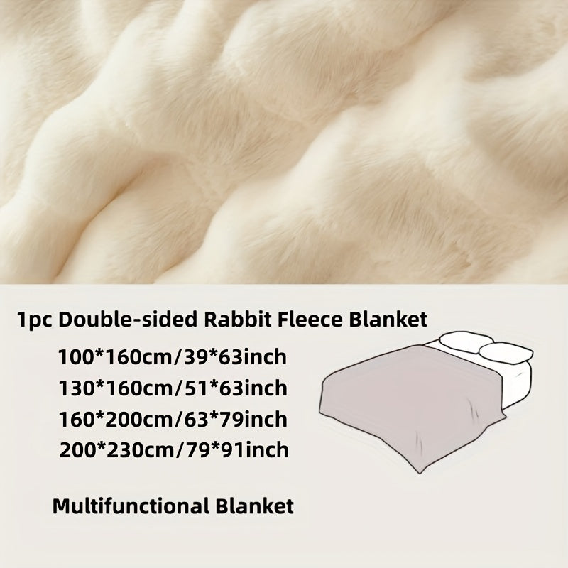 Taavita Double-Sided Faux Rabbit Fleece Blanket – Soft, Warm Blanket for Bedroom, Sofa, and Travel