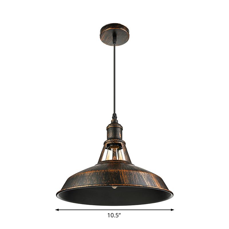 Aged Silver/Rust Barn Pendant Lighting in Antique Style Wrought Iron, 1 Light Dining Room Ceiling Light, Available in 10.5"/12"/15" Diameter by Taavita