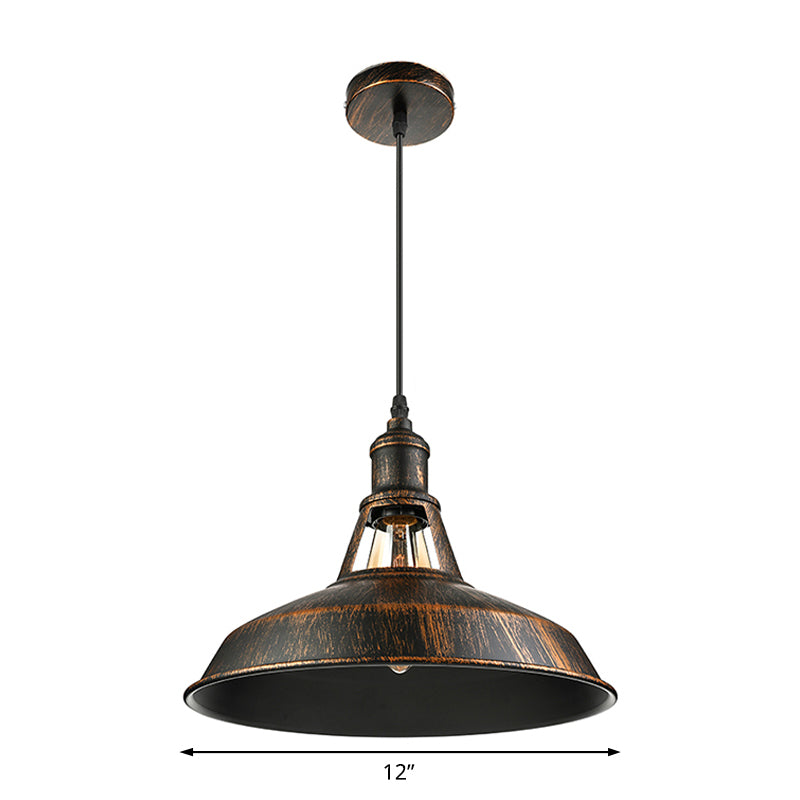 Aged Silver/Rust Barn Pendant Lighting in Antique Style Wrought Iron, 1 Light Dining Room Ceiling Light, Available in 10.5"/12"/15" Diameter by Taavita