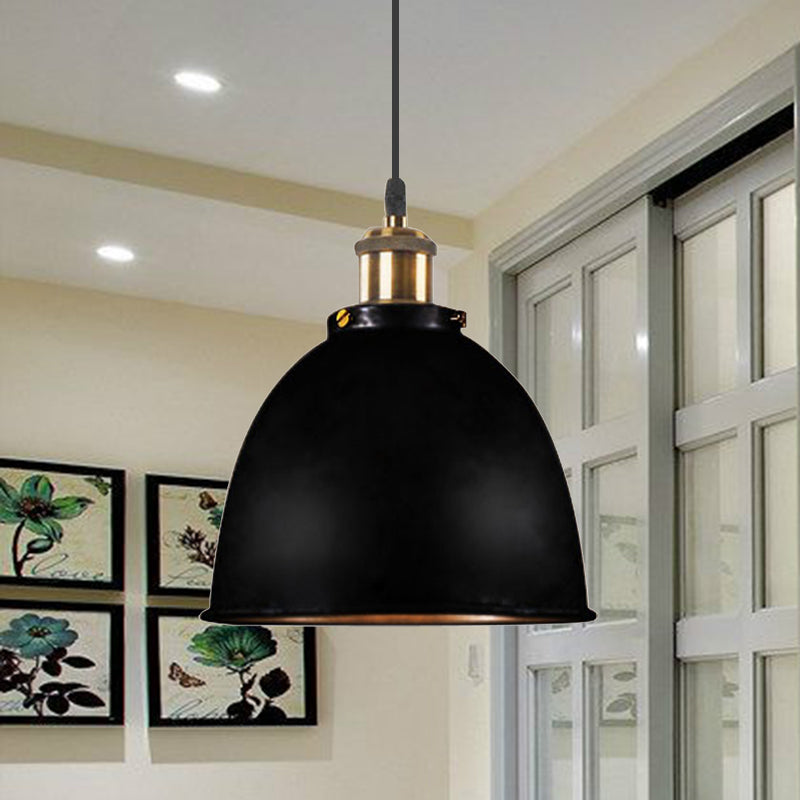 Taavita Dome Pendant Lamp 1 Light Candelabra Wrought Iron Hanging Light with Cable in Black/Rust