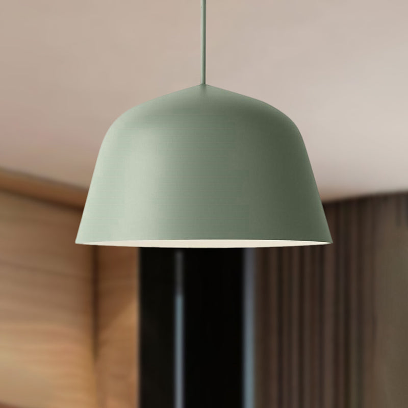 Taavita Style Dome Shade Hanging Ceiling Light 10"/16" Dia Metal Pendant Lamp in Black/Green for Bedroom - 1 Light