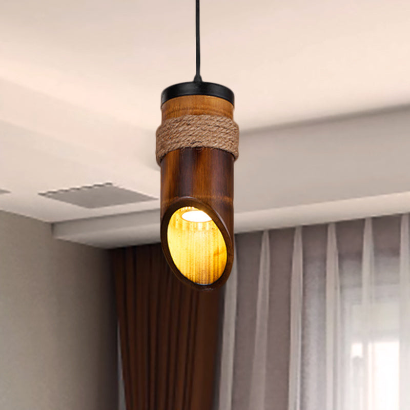 Taavita Tubed Hanging Light with Rope - Height Adjustable 1 Bulb Ceiling Pendant Lamp