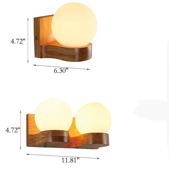 Modern Solid Wood Ball 1/2 Light Wall Lamp