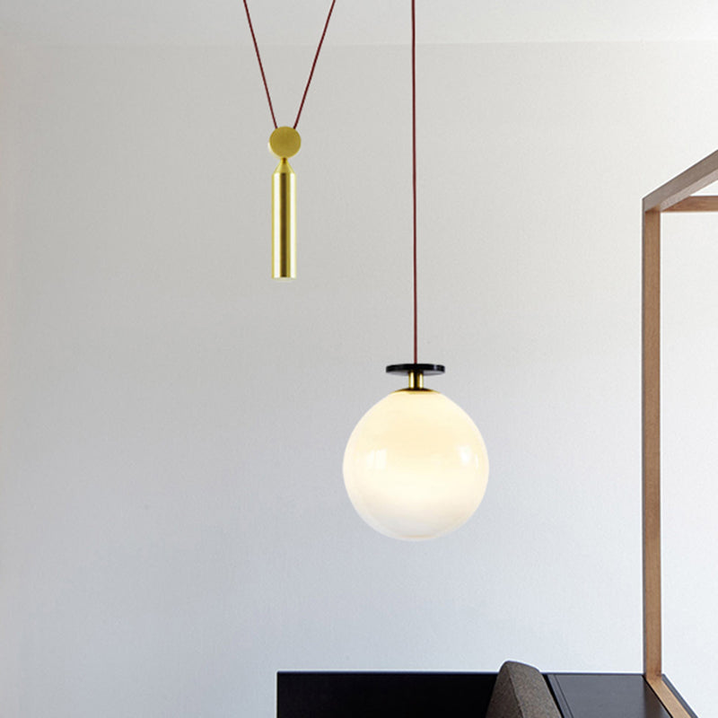 Taavita Height-Adjustable Pendant Lamp with Pulley - A Modern Hanging Light for the Kitchen Hallway, 10 to 14 Inches, 1 Light, Gold, Metal, Swag Fixture, Interiors, E26/E27, 110V-120V 220V-240V