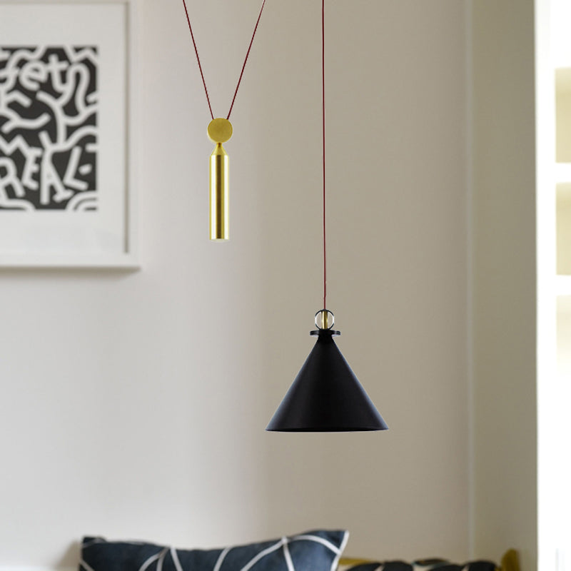 Taavita Height-Adjustable Pendant Lamp with Pulley - A Modern Hanging Light for the Kitchen Hallway, 10 to 14 Inches, 1 Light, Gold, Metal, Swag Fixture, Interiors, E26/E27, 110V-120V 220V-240V