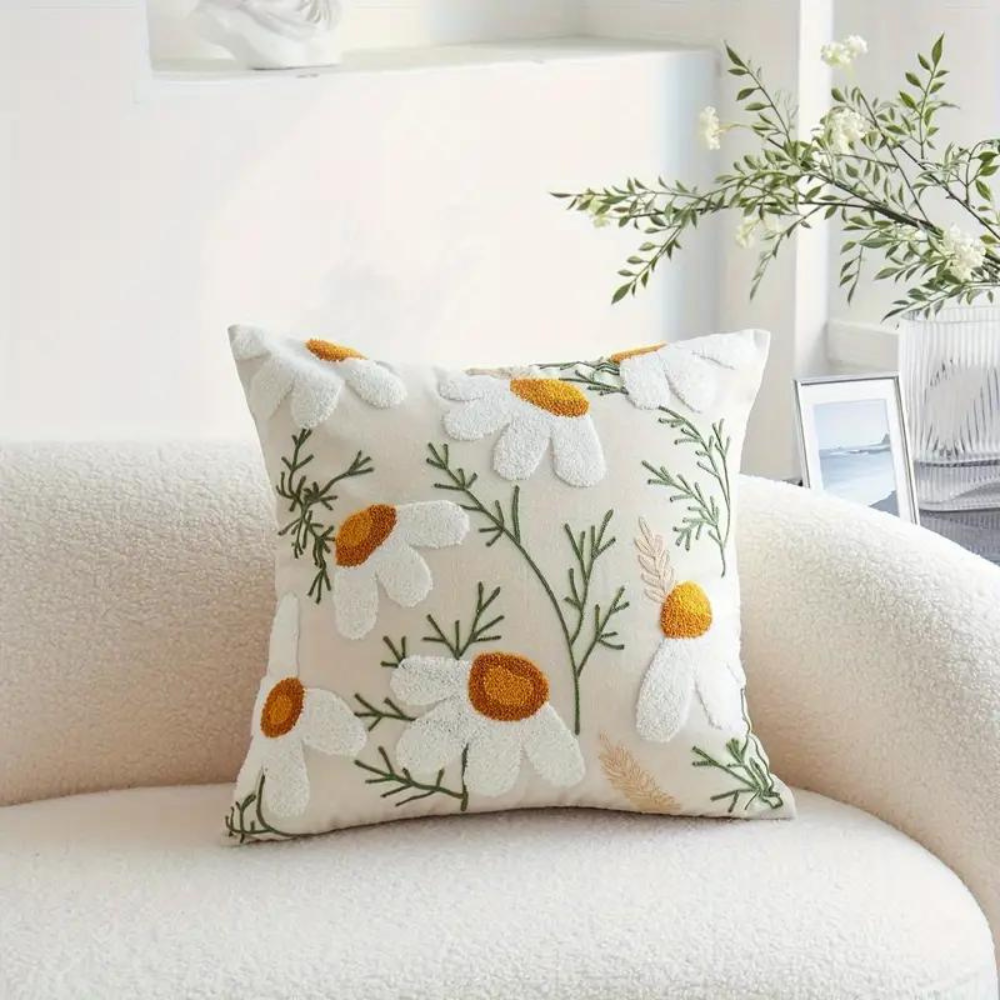 Elegant Plant Flower Patterned Cushion Cover