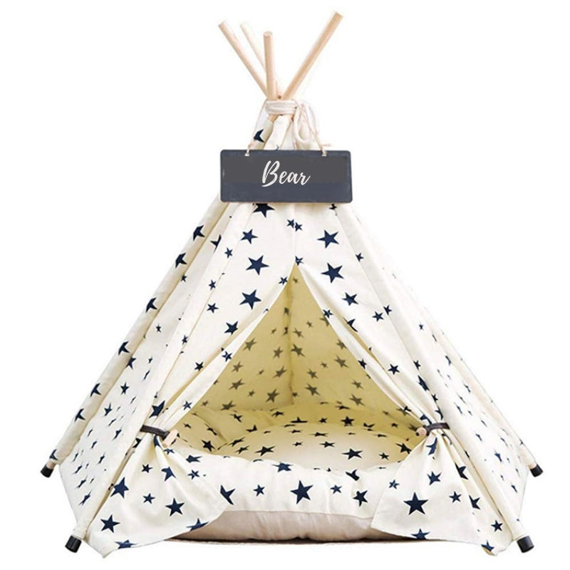 Modern Boho Dog Teepee with Removable Plush Dog Bed Cushion