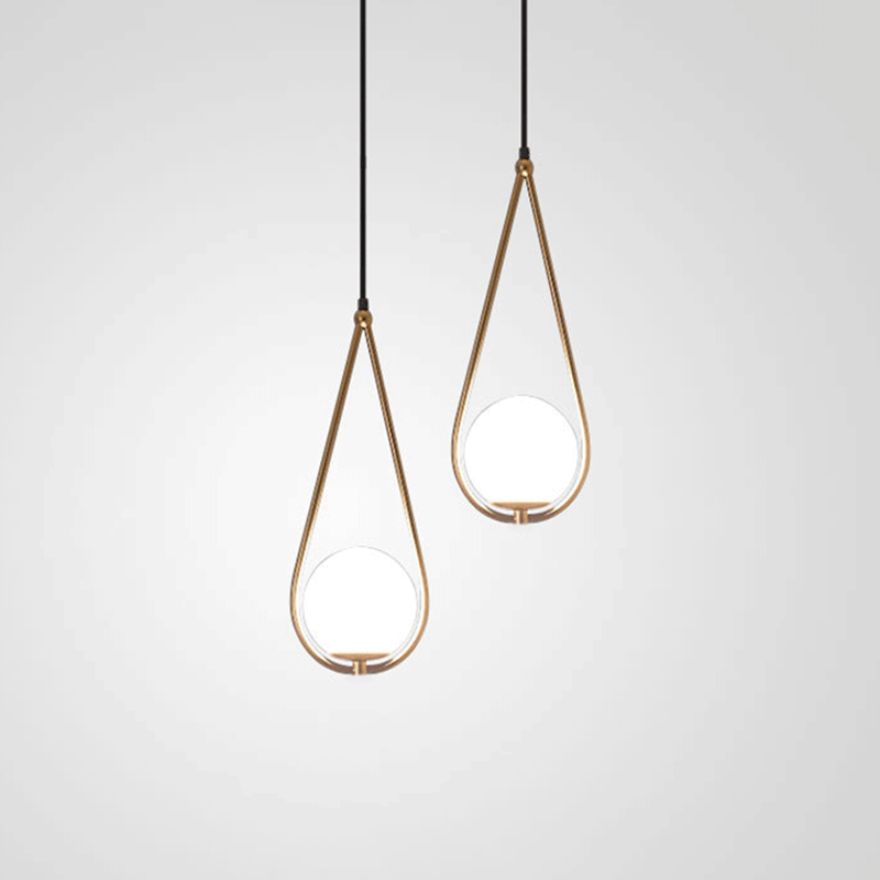 Taavita Tear Drop Ceiling Light Minimalism 1 Bulb Brass Finish - Drop - Pendant with Cream Glass Shade