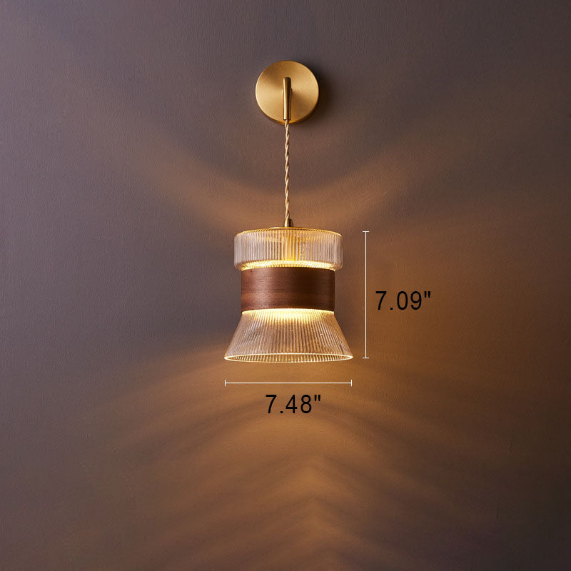 Taavita Walnut Glass Copper Cylinder 1 Light Wall Lamp