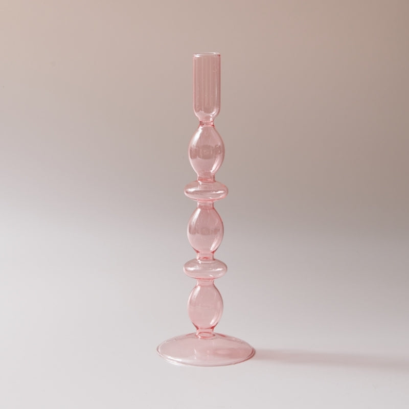 Taavita Pink Handblown Glass Taper Candle Holder & Vases