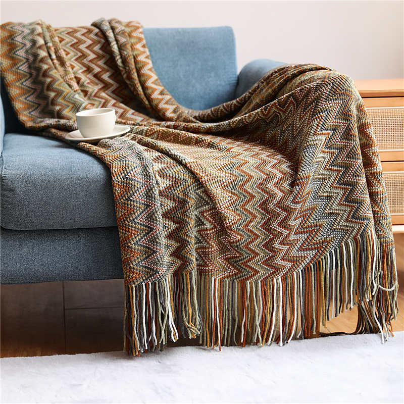 Cozy Striped Blanket with Tassels