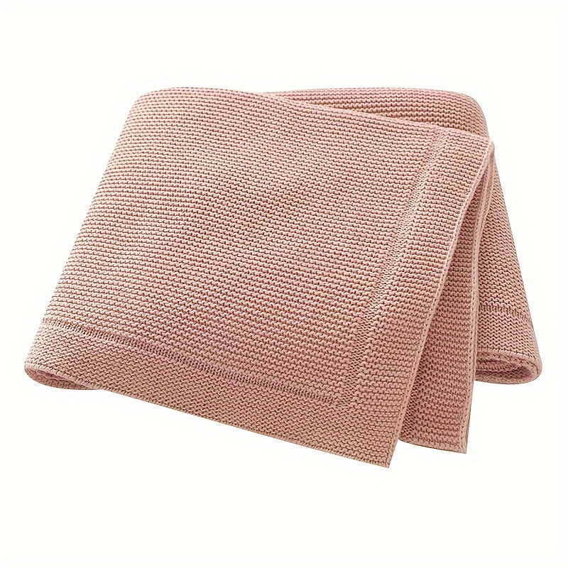 Taavita Cotton Knit Wrap Blanket – Soft & Solid Color – In Elegant Geometric Pattern