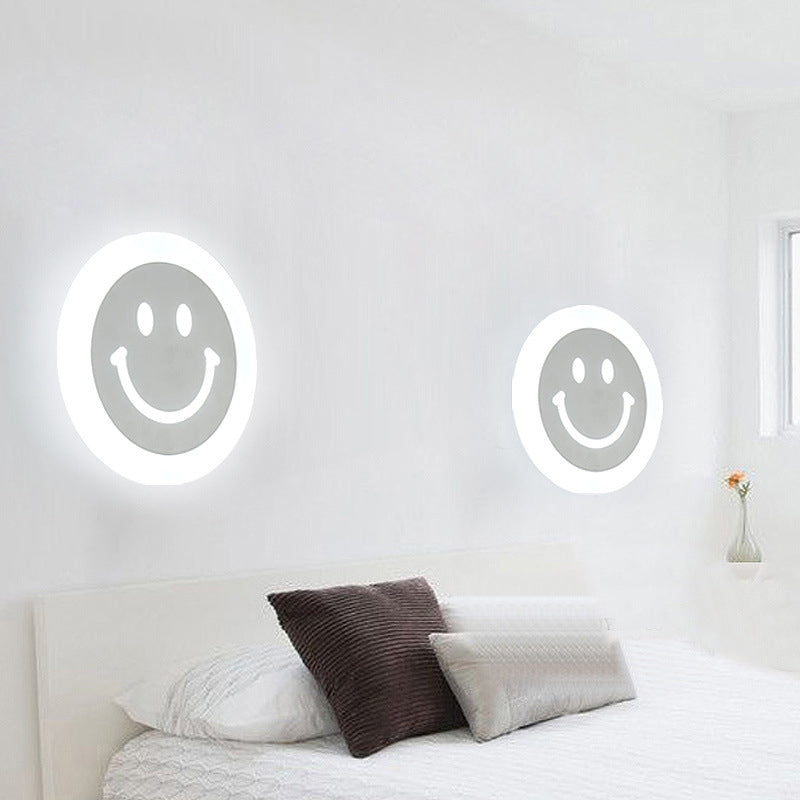 Smiley Face LED Sconce Lamp Ultra-Thin Acrylic Shaded LED Wall Lighting Fixture in Warm/White Light Clearhalo 'Modern wall lights' 'Modern' 'Wall Lamps & Sconces' 'Wall Lights' Lighting' 512109