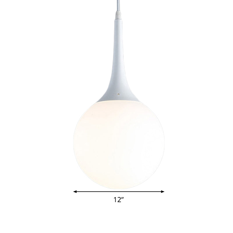 Taavita Ceiling Light made of white glass with globe pendant, 1 light, 12"/14"/16" width, hanging