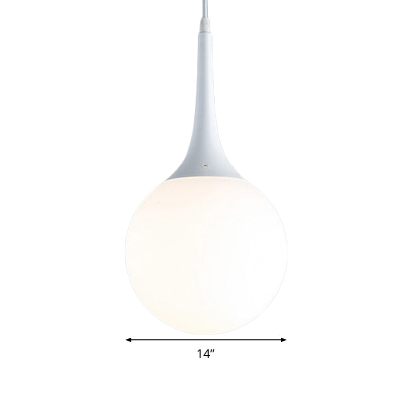 Taavita Ceiling Light made of white glass with globe pendant, 1 light, 12"/14"/16" width, hanging