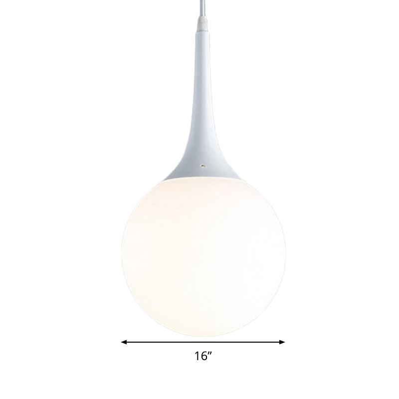 Taavita Ceiling Light made of white glass with globe pendant, 1 light, 12"/14"/16" width, hanging