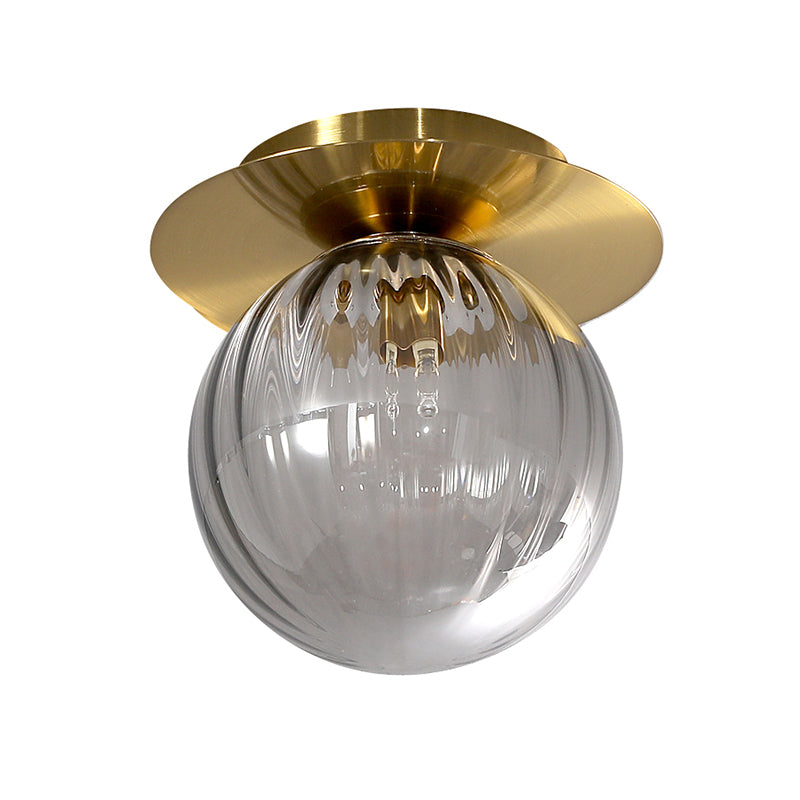 Taavita Corridor Flushmount Lighting Taavita Glass 1 Head Gold Finish Ceiling Lamp Flush