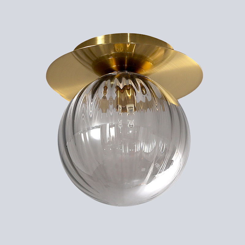 Taavita Corridor Flushmount Lighting Taavita Glass 1 Head Gold Finish Ceiling Lamp Flush