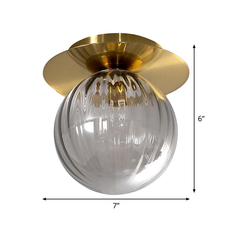 Taavita Corridor Flushmount Lighting Taavita Glass 1 Head Gold Finish Ceiling Lamp Flush