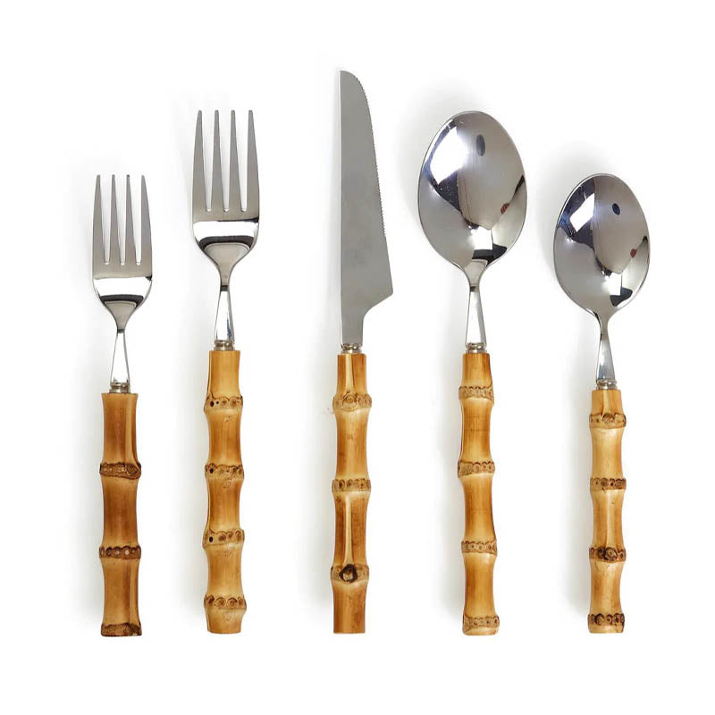 Natural Bamboo Cutlery Set: Luxury Bamboo Silverware Set by Luxus Heim