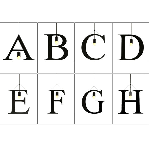 1 Light Letter Shaped Pendant Lighting Industrial Black Stainless Steel Adjustable Ceiling Light Fixture for Bedroom Clearhalo 'Art Deco Pendants' 'Black' 'Cast Iron' 'Ceiling Lights' 'Ceramic' 'Crystal' 'Industrial Pendants' 'Industrial' 'Metal' 'Middle Century Pendants' 'Pendant Lights' 'Pendants' 'Rustic Pendants' 'Tiffany' Lighting' 5575
