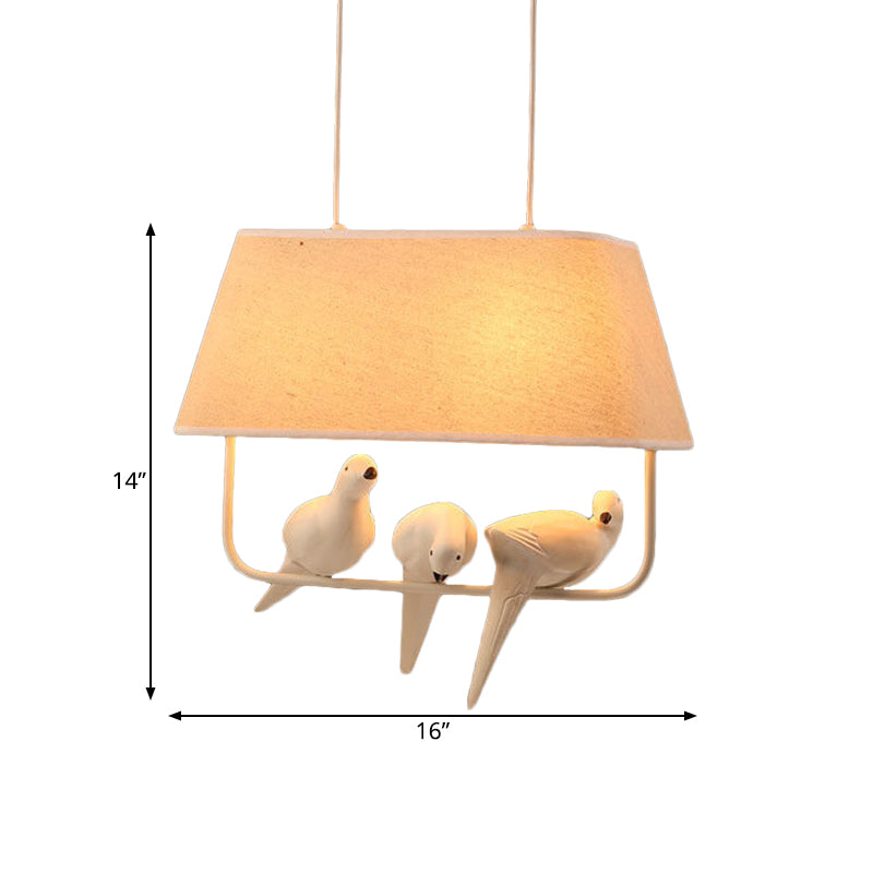 Taavita Traditional Fabric Dining Room Hanging Light Kit 1/2/3 Light White Pendant Lighting with Bird