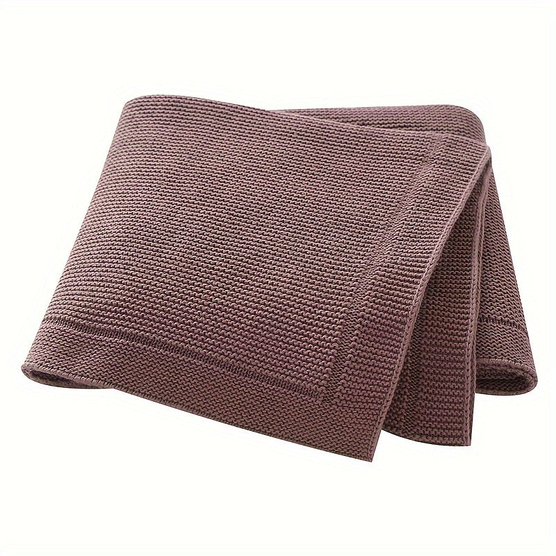 Taavita Cotton Knit Wrap Blanket – Soft & Solid Color – In Elegant Geometric Pattern