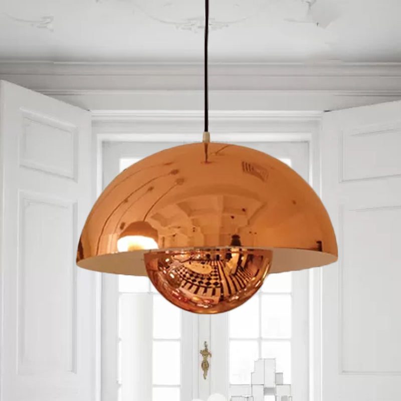 Silver/Red/Yellow Metal Pendant Lighting with Dome Shade Nordic Hanging Ceiling Light for Dining Room Gloss White Clearhalo 'Ceiling Lights' 'Modern Pendants' 'Modern' 'Pendant Lights' 'Pendants' Lighting' 597392