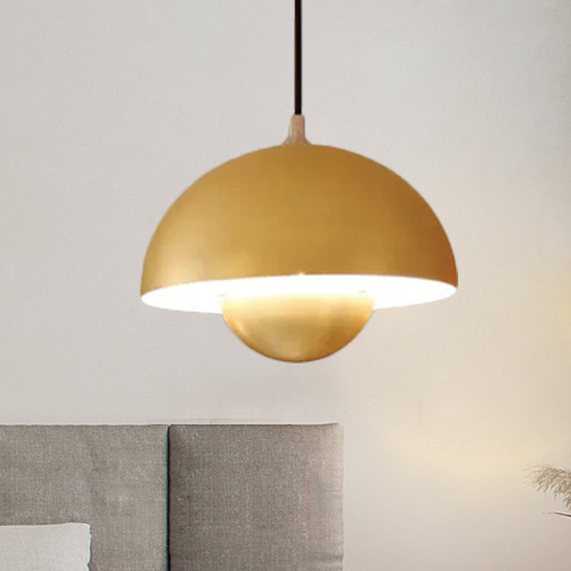 Silver/Red/Yellow Metal Pendant Lighting with Dome Shade Nordic Hanging Ceiling Light for Dining Room Light Blue Clearhalo 'Ceiling Lights' 'Modern Pendants' 'Modern' 'Pendant Lights' 'Pendants' Lighting' 597386