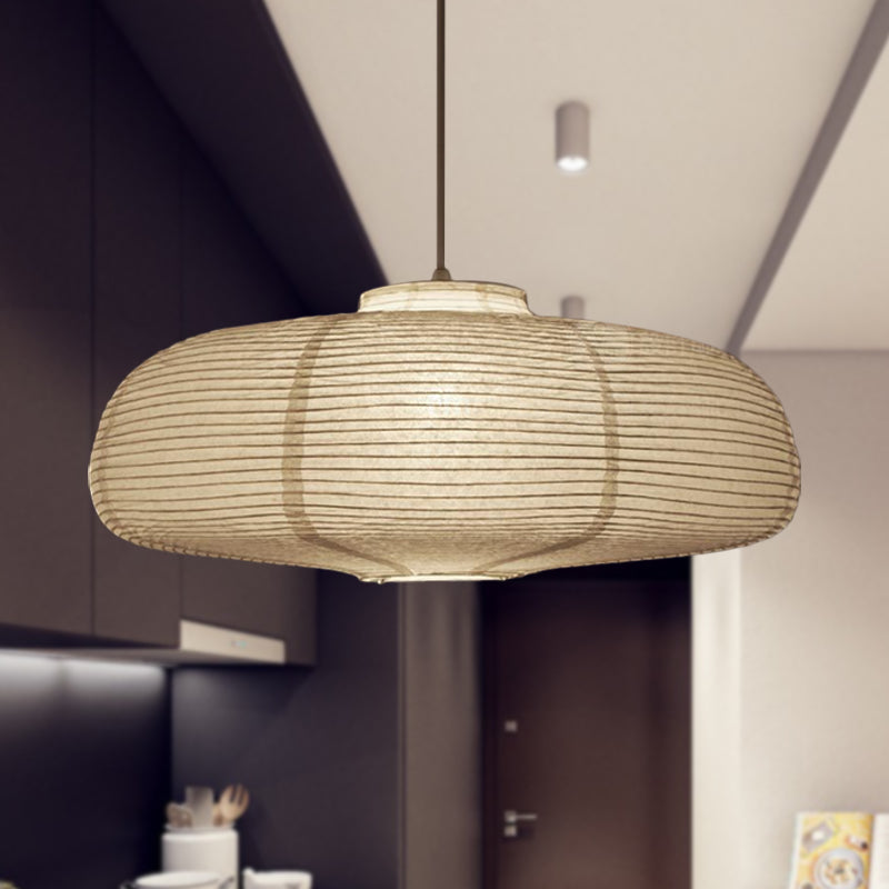 8.5"/11.5"/16.5" Wide Lantern Suspension Pendant Traditional Paper White 1 Light Hanging Pendant Lamp Clearhalo 'Ceiling Lights' 'Modern Pendants' 'Modern' 'Pendant Lights' 'Pendants' Lighting' 598130