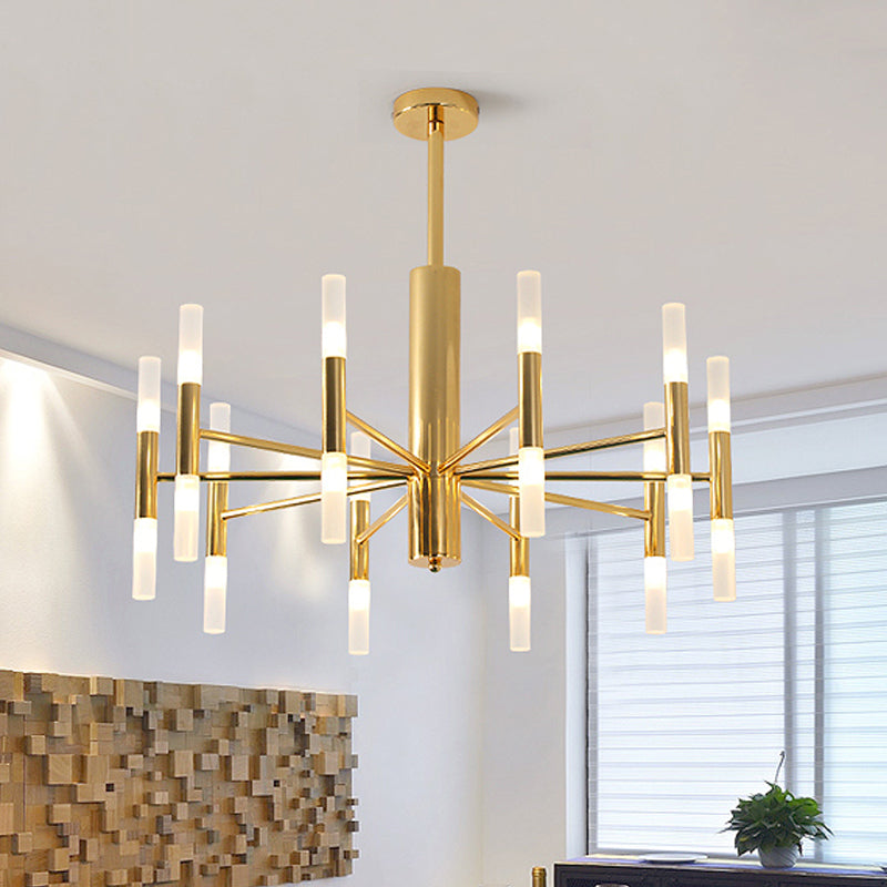 27"/39" Wide White Glass Tube Chandelier Post Modern Multi-Lights Gold LED Pendant Light by Taavita