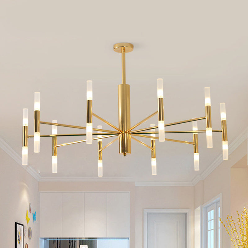 27"/39" Wide White Glass Tube Chandelier Post Modern Multi Lights Gold Led Hanging Light Fixture Clearhalo 'Ceiling Lights' 'Chandeliers' 'Modern Chandeliers' 'Modern' Lighting' 598864