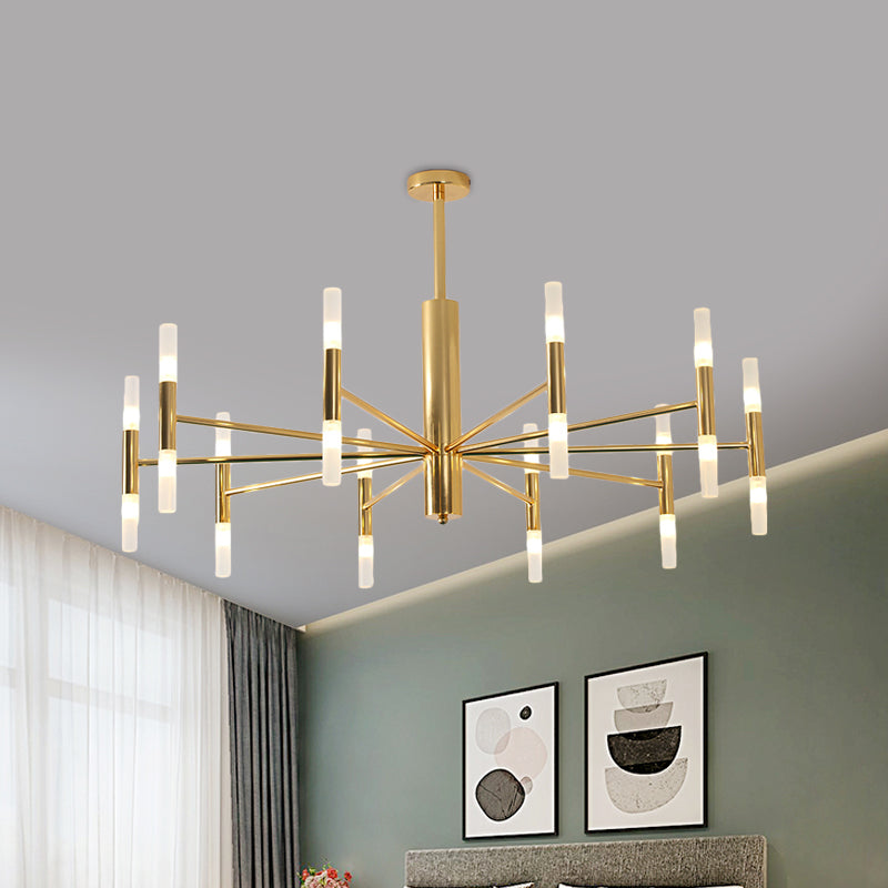 27"/39" Wide White Glass Tube Chandelier Post Modern Multi-Lights Gold LED Pendant Light by Taavita