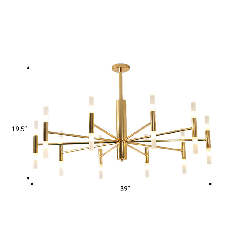 27"/39" Wide White Glass Tube Chandelier Post Modern Multi-Lights Gold LED Pendant Light by Taavita