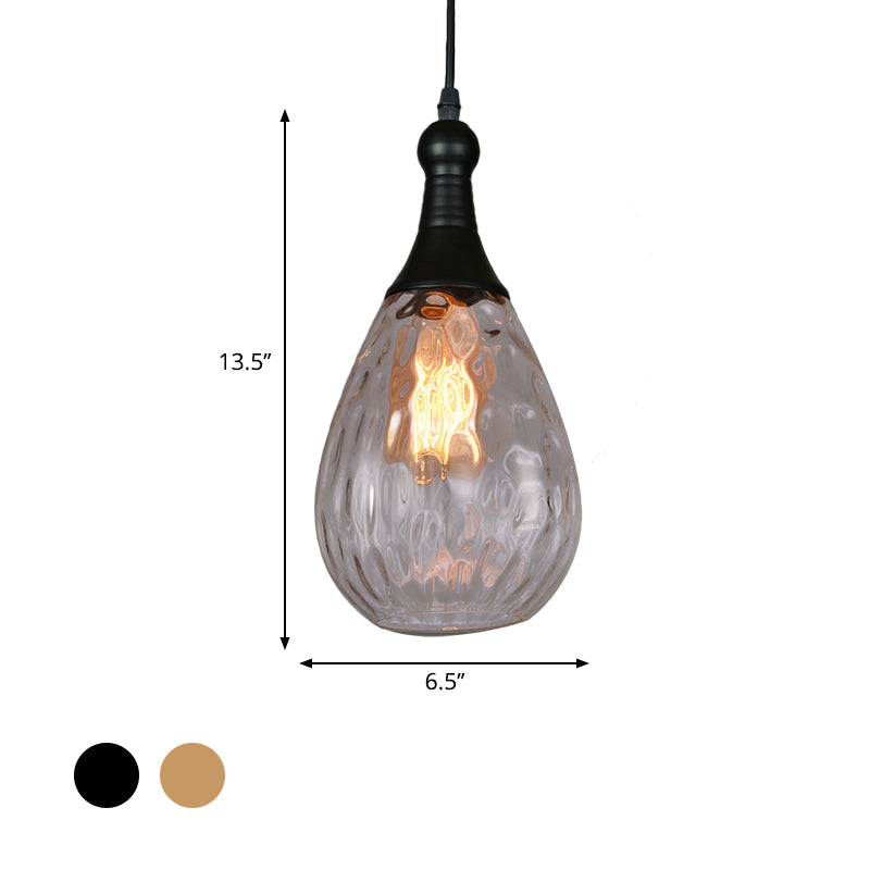 Taavita Tears of the Ceiling Light Industrial Clear Glass/Amber/Grey Water 1 Light Bedroom Pendant Lighting