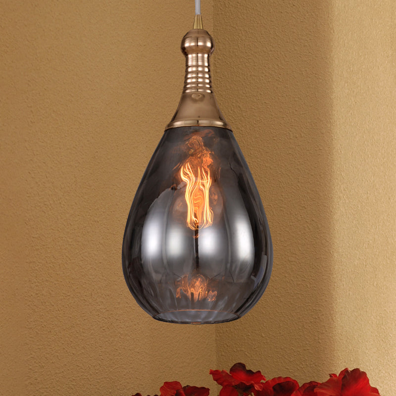 Taavita Tears of the Ceiling Light Industrial Clear Glass/Amber/Grey Water 1 Light Bedroom Pendant Lighting