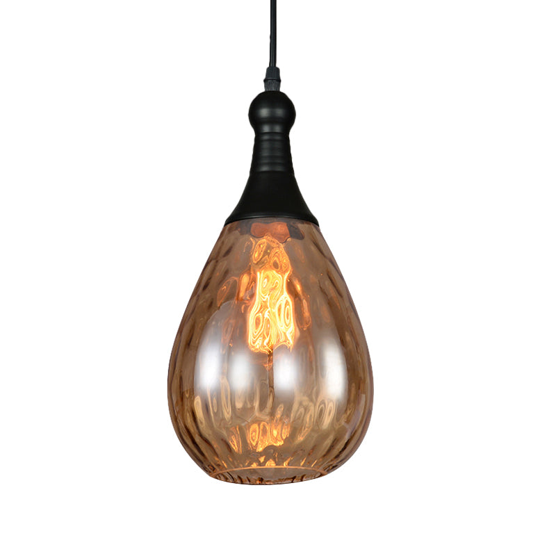 Taavita Tears of the Ceiling Light Industrial Clear Glass/Amber/Grey Water 1 Light Bedroom Pendant Lighting