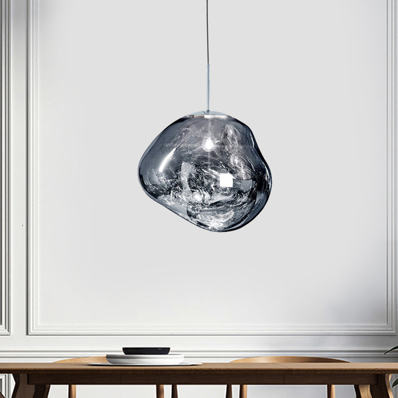 Contemporary Irregular Pendant Light Taavita Hand-Blown Glass 1-Light Dining Room Hanging Lamp, 8"/12" Wide