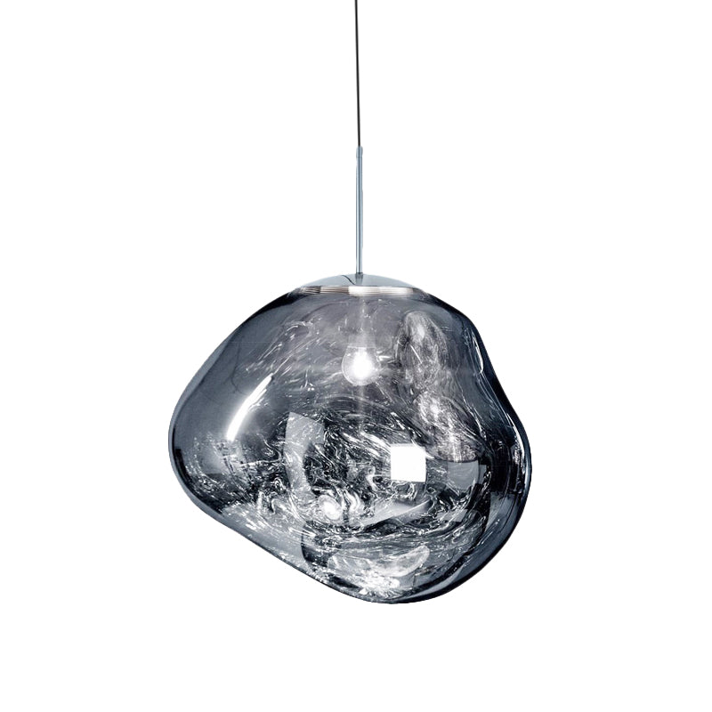 Contemporary Irregular Pendant Light Taavita Hand-Blown Glass 1-Light Dining Room Hanging Lamp, 8"/12" Wide