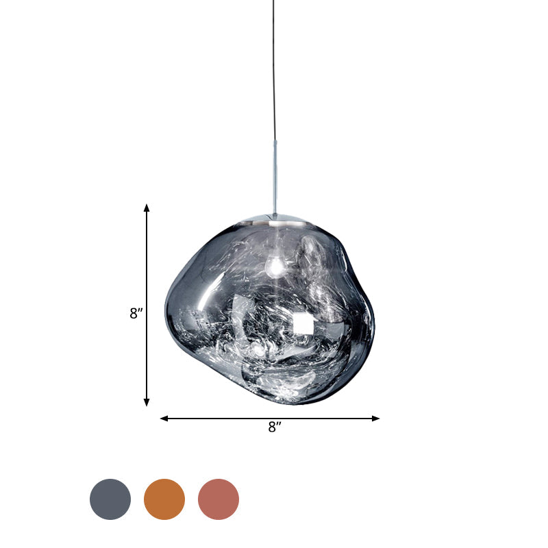 Contemporary Irregular Pendant Light Taavita Hand-Blown Glass 1-Light Dining Room Hanging Lamp, 8"/12" Wide