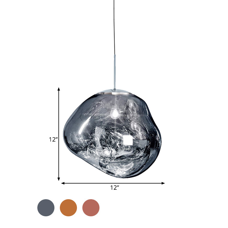 Contemporary Irregular Pendant Light Taavita Hand-Blown Glass 1-Light Dining Room Hanging Lamp, 8"/12" Wide